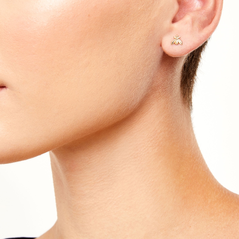 Main Image 2 of 5.7mm Bee Stud Earrings in 14K Gold