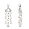 Thumbnail Image 0 of Cultured Freshwater Pearl and White Lab-Created Sapphire Chandelier Drop Earrings in Sterling Silver