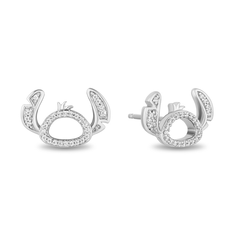 Disney Treasures Lilo and Stitch 0.085 CT. T.W. Diamond Head Stud Earrings in Sterling Silver