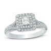 Previously Owned - Vera Wang Love Collection 0.58 CT. T.W. Princess-Cut Diamond Double Frame Ring in 14K White Gold