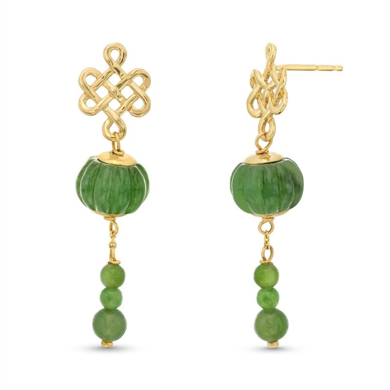 Jade Lantern Lattice Drop Earrings in 14K Gold|Peoples Jewellers