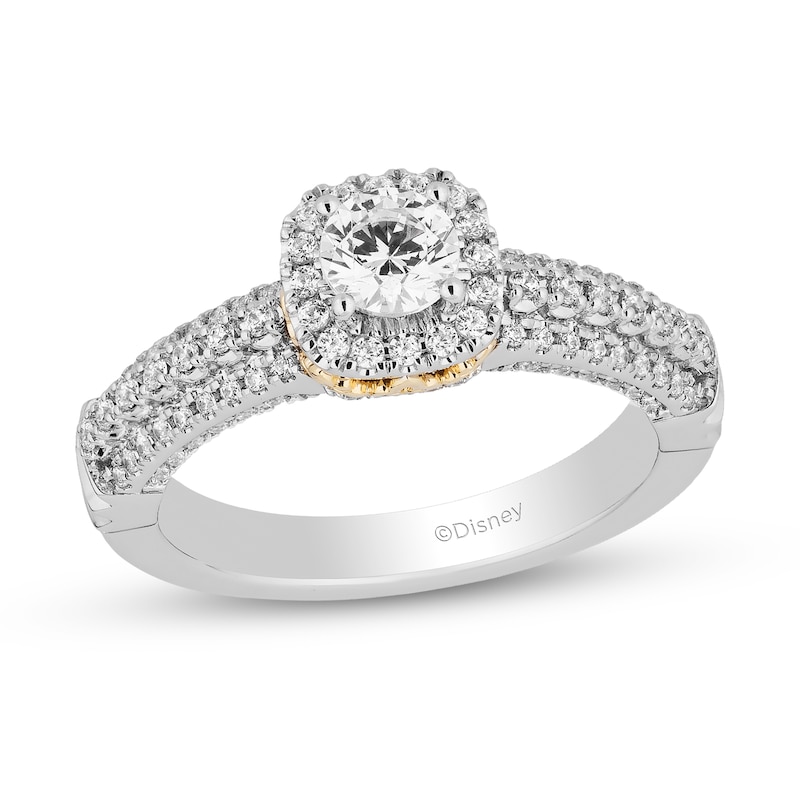 Main Image 1 of Collector's Edition Enchanted Disney 0.80 CT. T.W. Diamond Frame Engagement Ring in 14K Two-Tone Gold