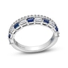 Thumbnail Image 1 of Vera Wang Love Collection 0.37 CT. T.W. Diamond and Blue Sapphire Stacked Band in 14K White Gold