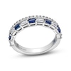 Thumbnail Image 0 of Vera Wang Love Collection 0.37 CT. T.W. Diamond and Blue Sapphire Stacked Band in 14K White Gold