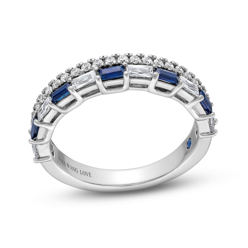 Main Image 1 of Vera Wang Love Collection 0.37 CT. T.W. Diamond and Blue Sapphire Stacked Band in 14K White Gold