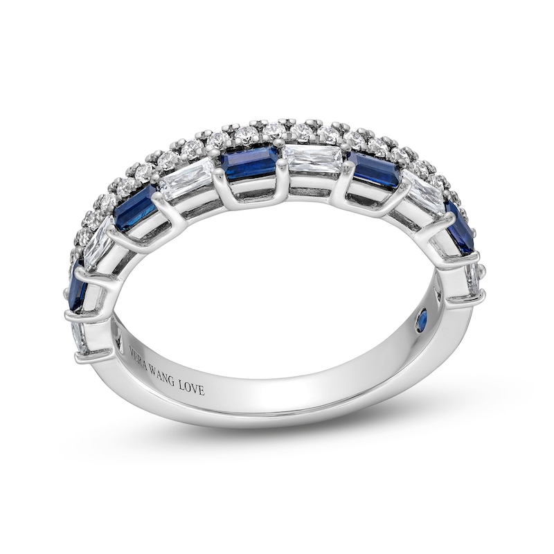 Vera Wang Love Collection 0.37 CT. T.W. Diamond and Blue Sapphire Stacked Band in 14K White Gold|Peoples Jewellers