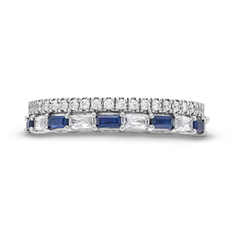 Vera Wang Love Collection 0.37 CT. T.W. Diamond and Blue Sapphire Stacked Band in 14K White Gold|Peoples Jewellers