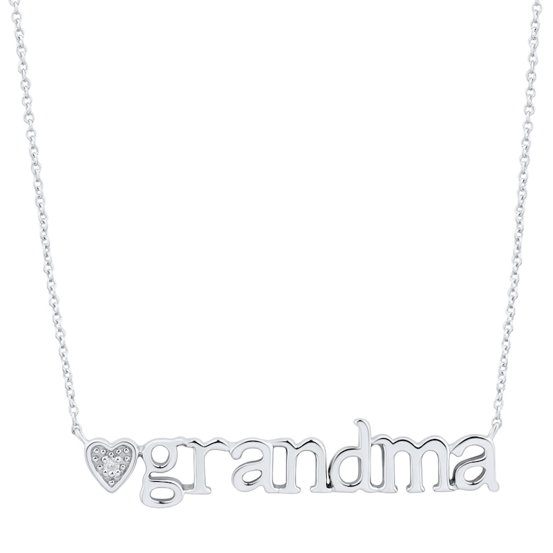 Diamond Accent Heart "grandma" Necklace in Sterling Silver