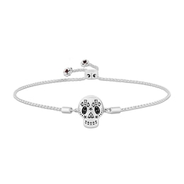 Disney Treasures Coco 0.065 CT. T.W. Diamond Skull Bolo Bracelet in Sterling Silver - 9.5&quot;