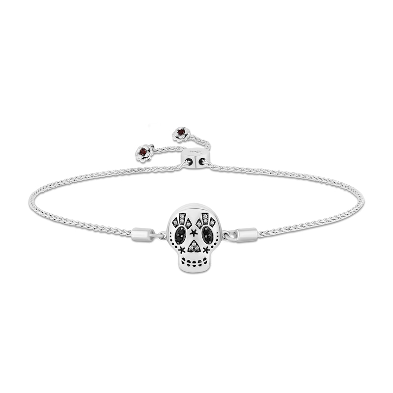 Disney Treasures Coco 0.065 CT. T.W. Diamond Skull Bolo Bracelet in Sterling Silver - 9.5"