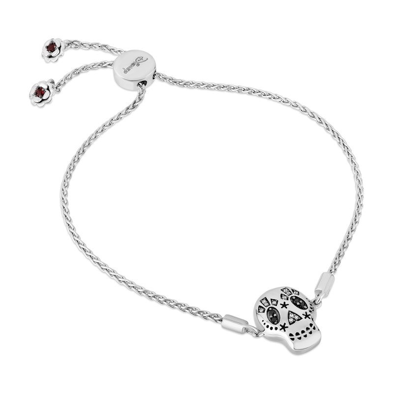 Disney Treasures Coco 0.065 CT. T.W. Diamond Skull Bolo Bracelet in Sterling Silver - 9.5"