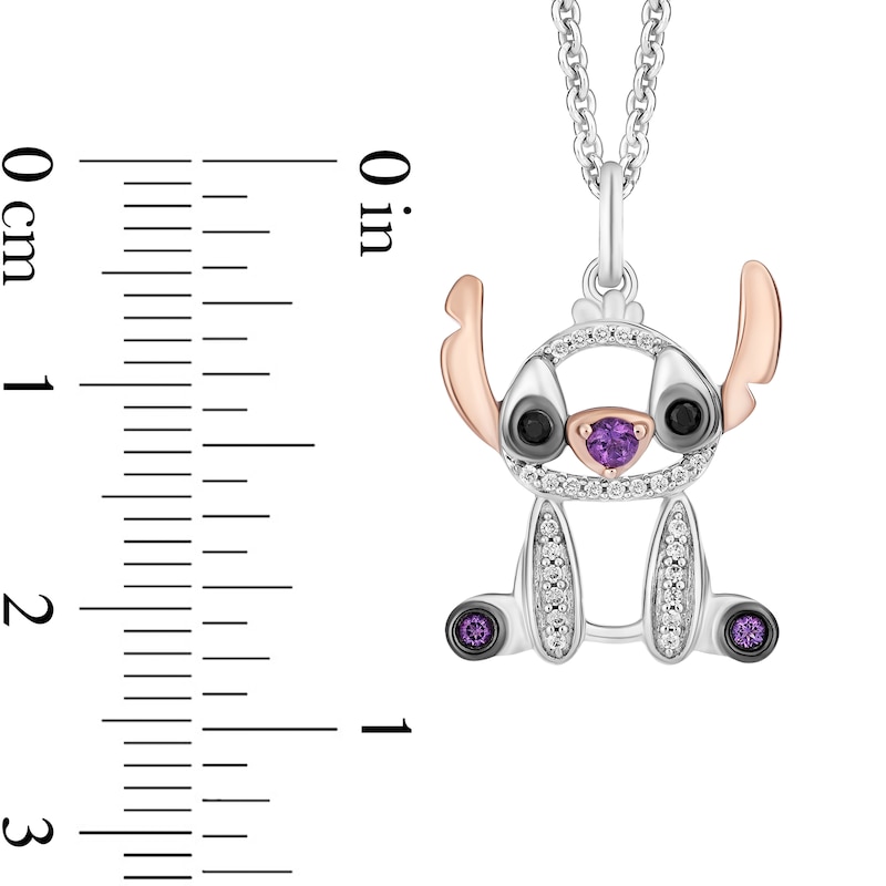 Disney Treasures Lilo and Stitch Amethyst and 0.085 CT. T.W. Diamond Seated Pendant in Sterling Silver and 10K Rose Gold|Peoples Jewellers