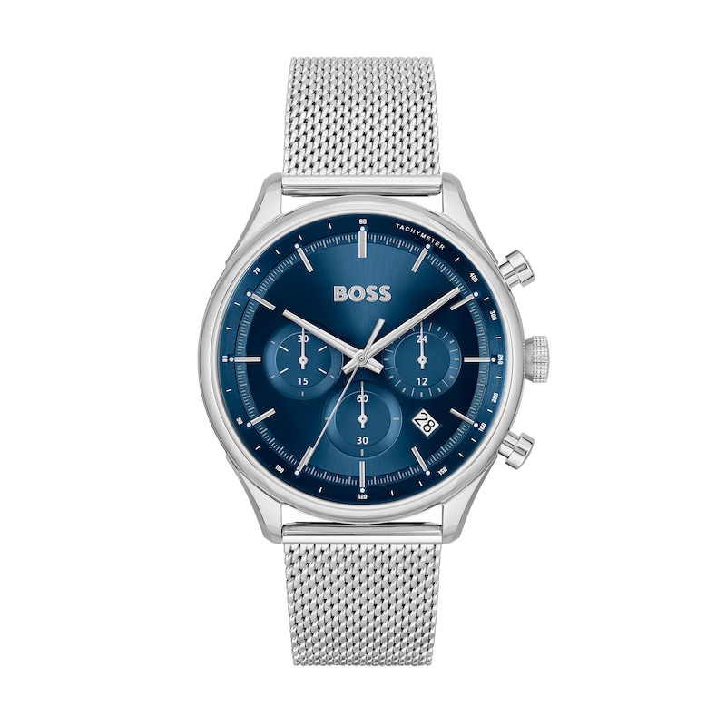 Men's Hugo Boss Gregor Chronograph Mesh Watch with Blue Dial (Model: 1514052)