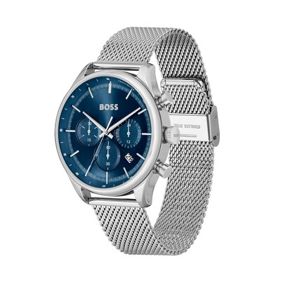 Men's Hugo Boss Gregor Chronograph Mesh Watch with Blue Dial (Model: 1514052)