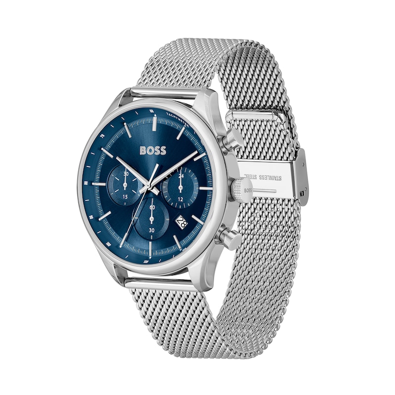Peoples Jewellers Men\'s Hugo Boss Gregor Chronograph Mesh Watch with Blue  Dial (Model: 1514052)|Peoples Jewellers | Kingsway Mall
