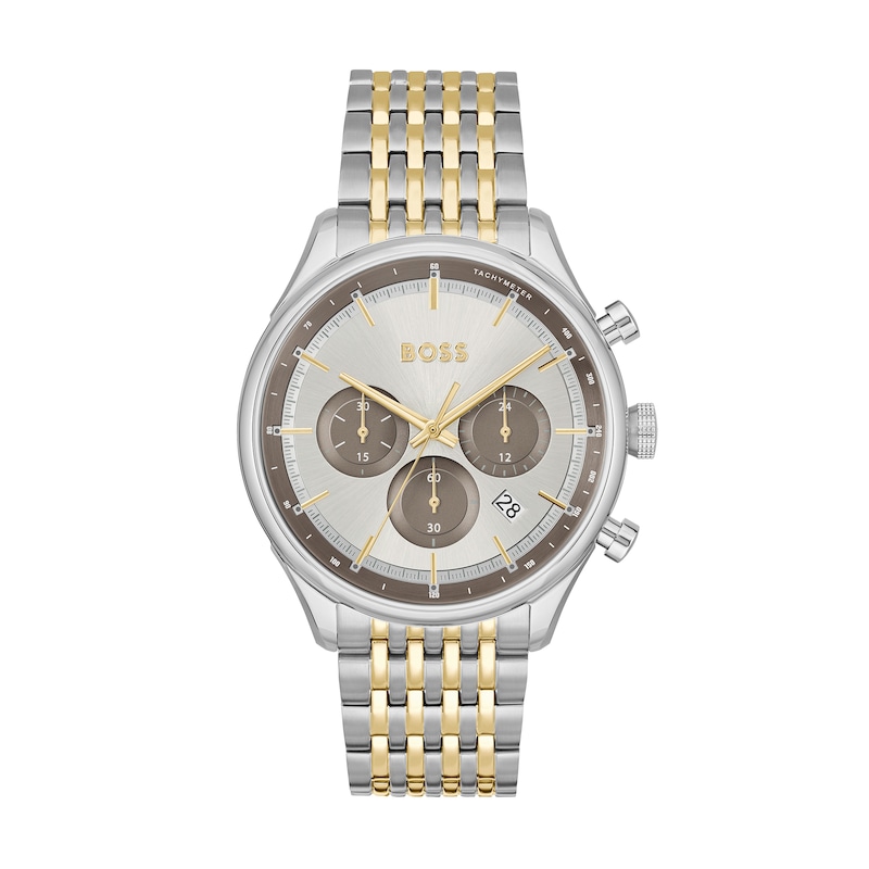Peoples Men's Hugo Boss Gregor Chronograph Brushed Watch with Two-Tone Dial  (Model: 1514053)|Peoples Jewellers | Halifax Shopping Centre
