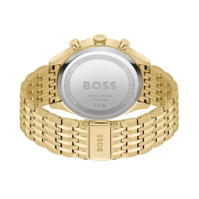 Men's Hugo Boss Gregor Chronograph Brushed Gold-Tone IP Watch with Black Dial (Model: 1514051)