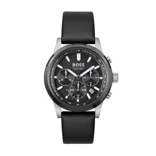Men's Hugo Boss Solgrade Chronograph Leather Strap Watch with Dial (Model
