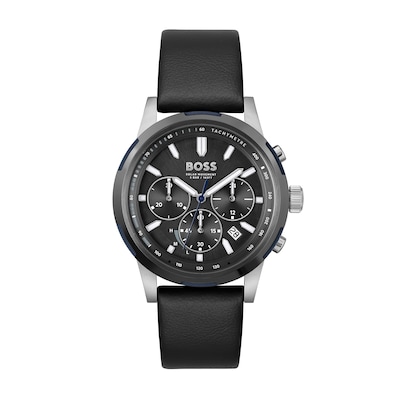 Men's Hugo Boss Solgrade Chronograph Leather Strap Watch with Dial (Model