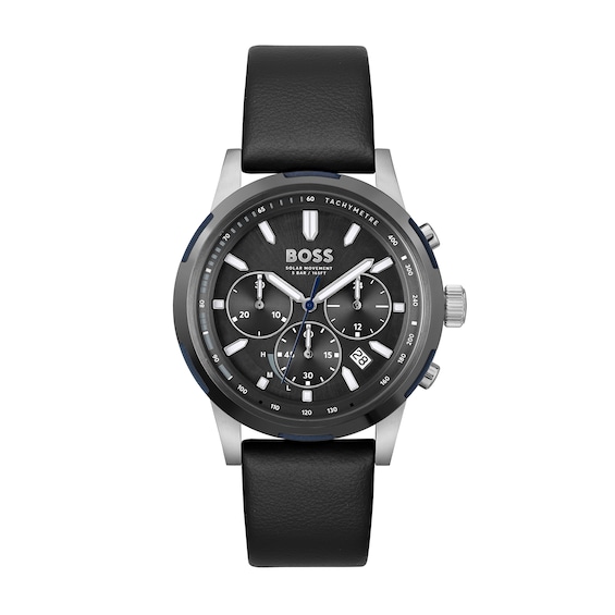 Men's Hugo Boss Solgrade Chronograph Leather Strap Watch with Dial (Model