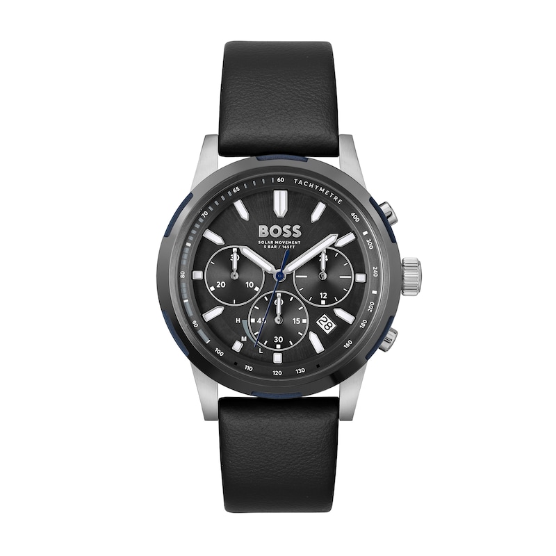 Men's Hugo Boss Solgrade Chronograph Leather Strap Watch with Dial (Model