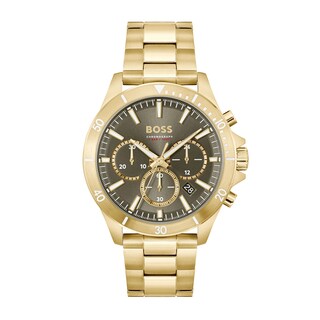 Men's Hugo Boss Troper Gold-Tone IP Chronograph Watch with Green Dial (Model: 1514059)