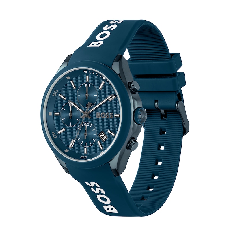 Men's Hugo Boss Velocity Silicone Strap Chronograph Watch with Dial (Model: )|Peoples Jewellers