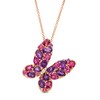 EFFY™ Collection Amethyst, Rhodolite Garnet and Diamond Accent Tilted Butterfly Pendant in 14K Rose Gold