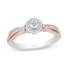 Thumbnail Image 1 of Enchanted Disney Belle 0.45 CT. T.W. Diamond Scallop Frame Split Shank Engagement Ring in 14K Two-Tone Gold