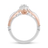 Thumbnail Image 3 of Enchanted Disney Belle 0.45 CT. T.W. Diamond Scallop Frame Split Shank Engagement Ring in 14K Two-Tone Gold