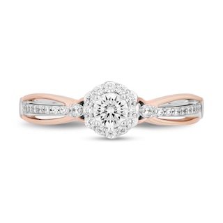 Enchanted Disney Belle 0.45 CT. T.W. Diamond Scallop Frame Split Shank Engagement Ring in 14K Two-Tone Gold
