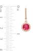 Thumbnail Image 3 of Lab-Created Ruby and White Lab-Created Sapphire Frame Pendant and Drop Earrings Set in 10K Rose Gold