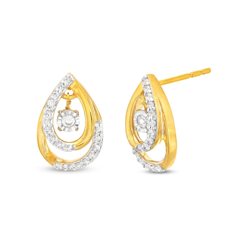 Unstoppable Love™ 0.20 CT. T.W. Diamond Double Teardrop Stud Earrings in 10K Gold|Peoples Jewellers