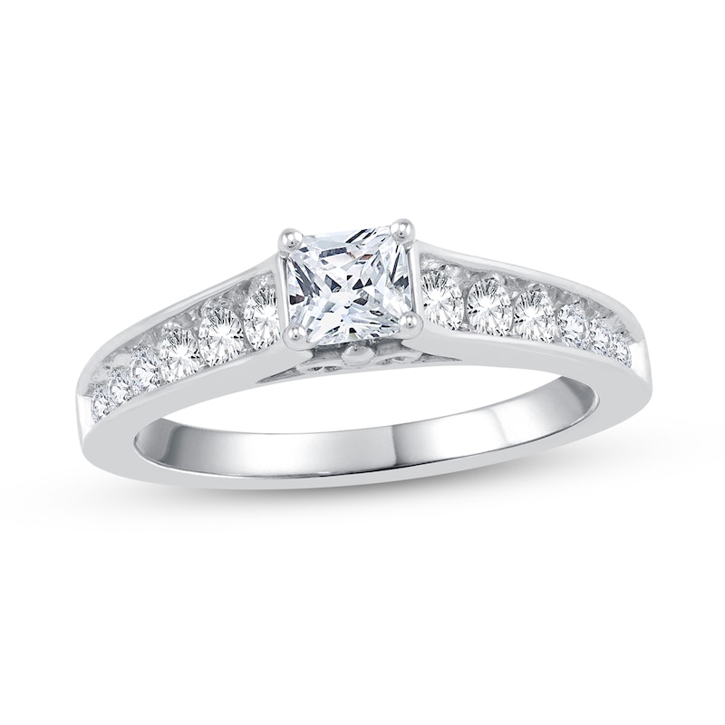 0.69 CT. T.W. Princess-Cut Diamond Engagement Ring in 14K White Gold (I/I2)|Peoples Jewellers