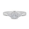 Thumbnail Image 1 of 0.45 CT. T.W. Princess-Cut Diamond Frame Tri-Sides Engagement Ring in 14K White Gold (I/I2)