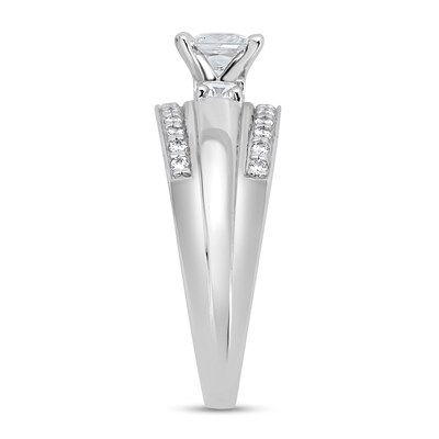 0.95 CT. T.W. Princess-Cut Diamond Raised Three Stone Engagement Ring in 14K White Gold (I/I2)