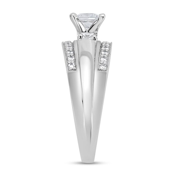 0.95 CT. T.W. Princess-Cut Diamond Raised Three Stone Engagement Ring in 14K White Gold (I/I2)