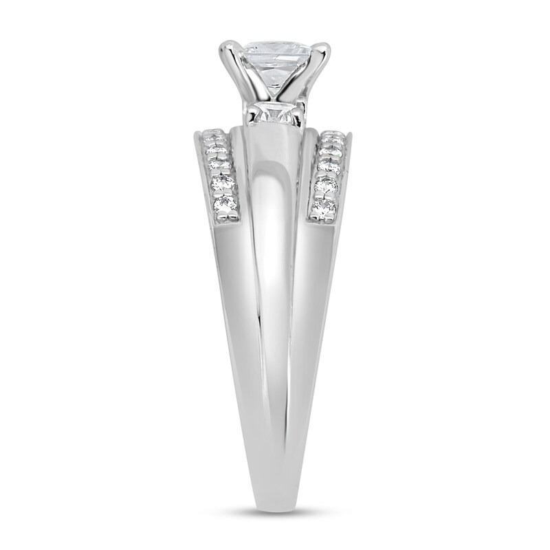 0.95 CT. T.W. Princess-Cut Diamond Raised Three Stone Engagement Ring in 14K White Gold (I/I2)