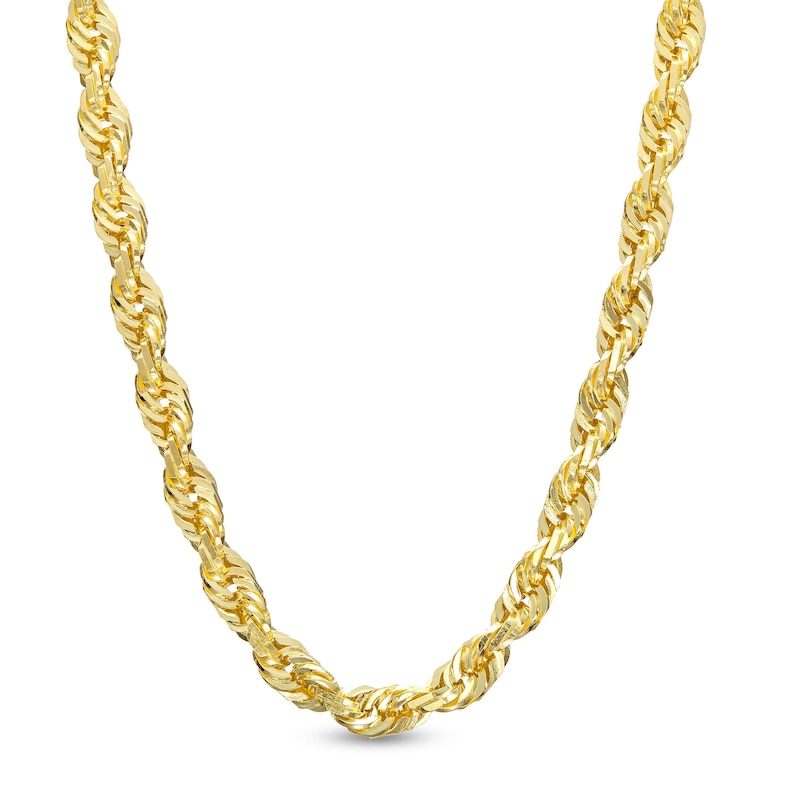 3.8mm Glitter Rope Chain Necklace in Solid 10K Gold - 22"