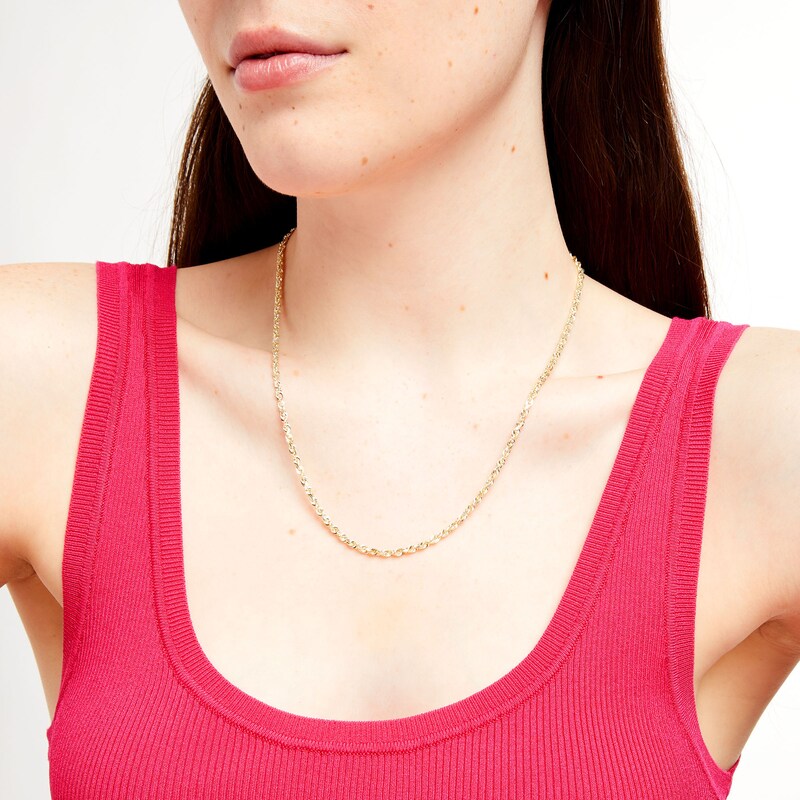 Main Image 2 of 3.0mm Glitter Rope Chain Necklace in Solid 10K Gold - 20"