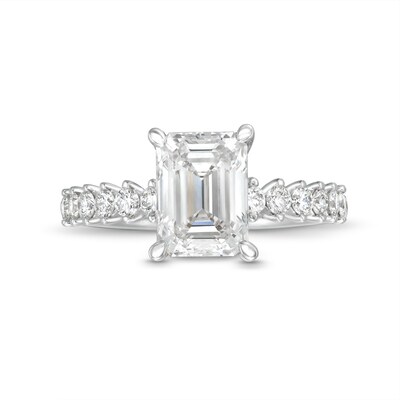 Vera Wang Love Collection 2.29 CT. T.W. Emerald-Cut Certified Lab-Created Diamond Engagement Ring in 14K White Gold (F/VS2)