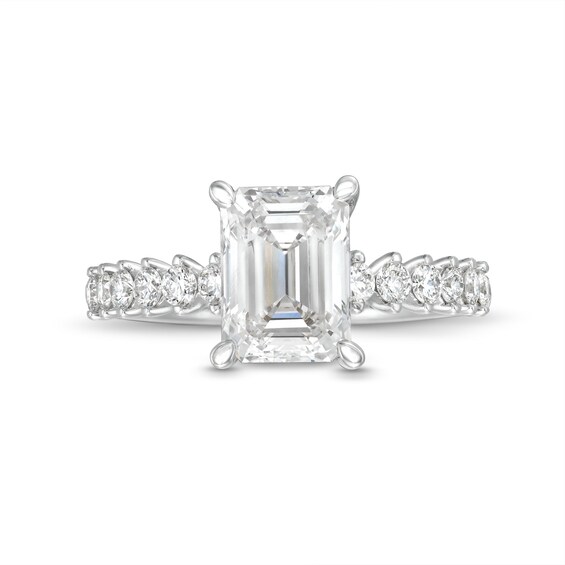 Vera Wang Love Collection 2.29 CT. T.W. Emerald-Cut Certified Lab-Created Diamond Engagement Ring in 14K White Gold (F/VS2)