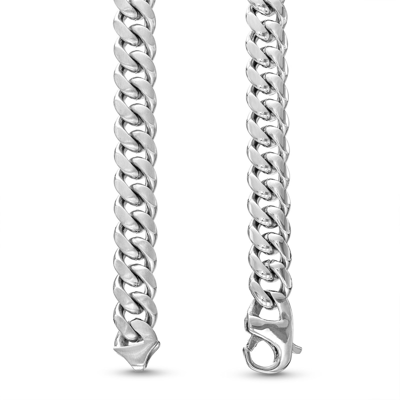 Main Image 3 of Men's Polished and Satin 3.5mm Reversible Curb Chain Bracelet and Necklace Set in Solid Stainless Steel