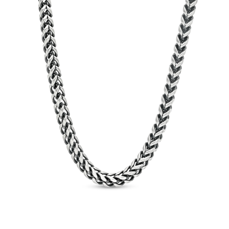Men's 5.5mm Franco Chain Necklace in Solid Stainless Steel  with Black Ion-Plate - 24"|Peoples Jewellers