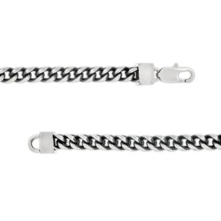 Men's 5.5mm Franco Chain Necklace in Solid Stainless Steel  with Black Ion-Plate - 24"