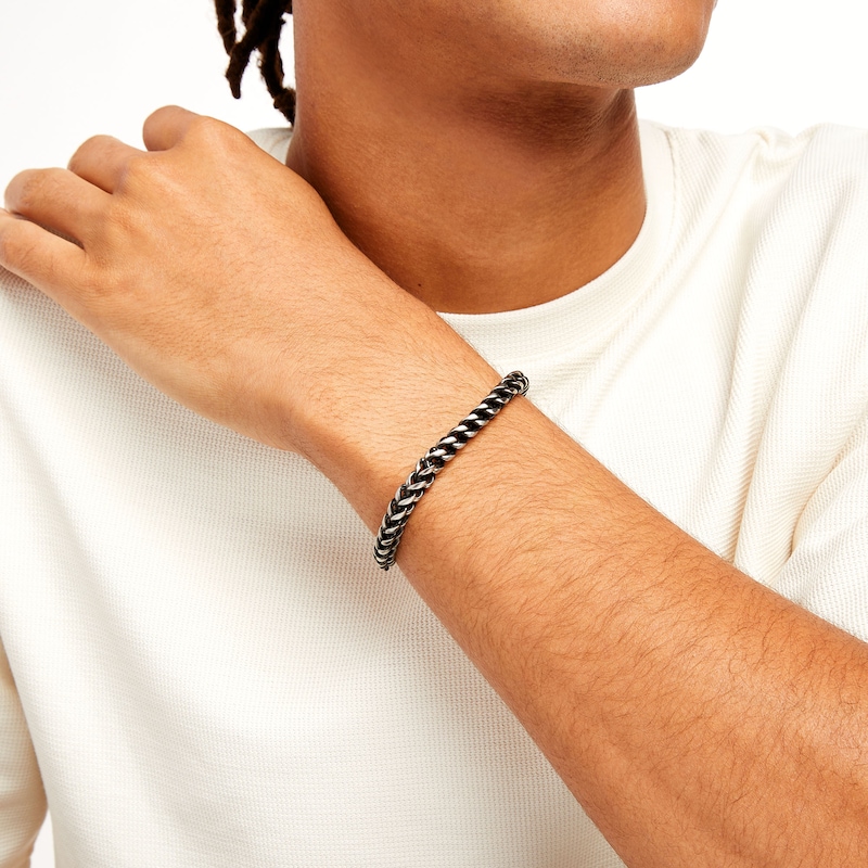 Main Image 2 of Men's 6.0mm Franco Chain Bracelet in Solid Stainless Steel  with Black Ion-Plate - 8.5"