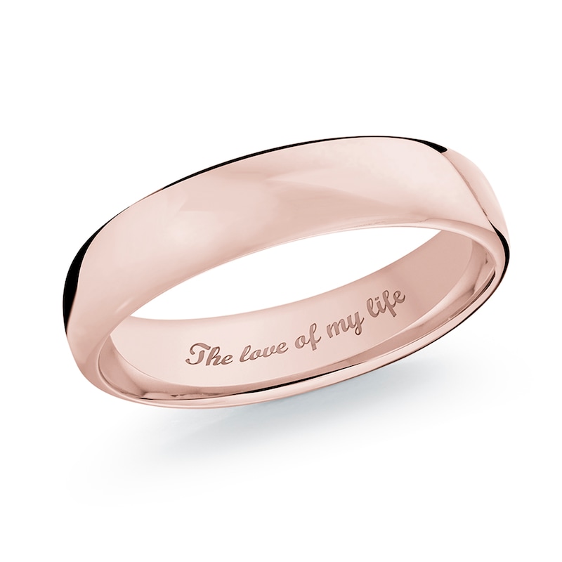 Men's 6.5mm Comfort-Fit Euro Engravable Wedding Band in 14K Rose Gold (1 Line)|Peoples Jewellers