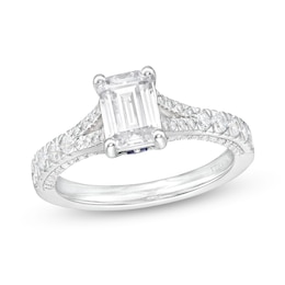 Vera Wang Love Collection Certified Emerald-Cut Centre Diamond 1.45 CT. T.W. Engagement Ring in 14K White Gold (I/SI2)