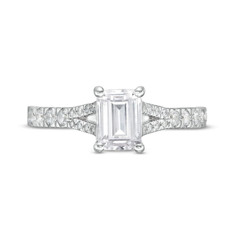 Vera Wang Love Collection Certified Emerald-Cut Centre Diamond 1.45 CT. T.W. Engagement Ring in 14K White Gold (I/SI2)|Peoples Jewellers