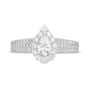 Thumbnail Image 3 of Vera Wang Love Collection 1.23 CT. T.W. Pear-Shaped Diamond Flower Frame Engagement Ring in 14K White Gold (I/SI2)